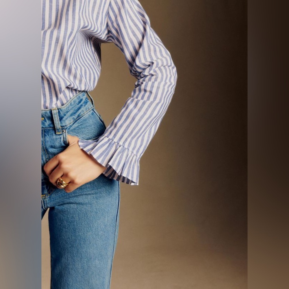 Sezane Erine Blue Stripes Women's Top Size 42 - Picture 12 of 12